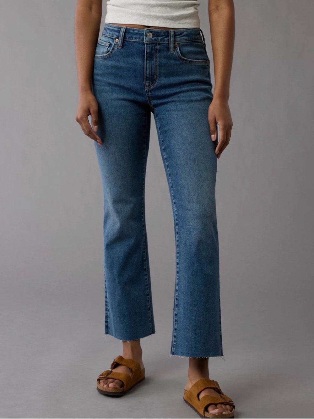 NWT American Eagle High-Rise Kick Boot Crop-Next Level Stretch-Raw Hem